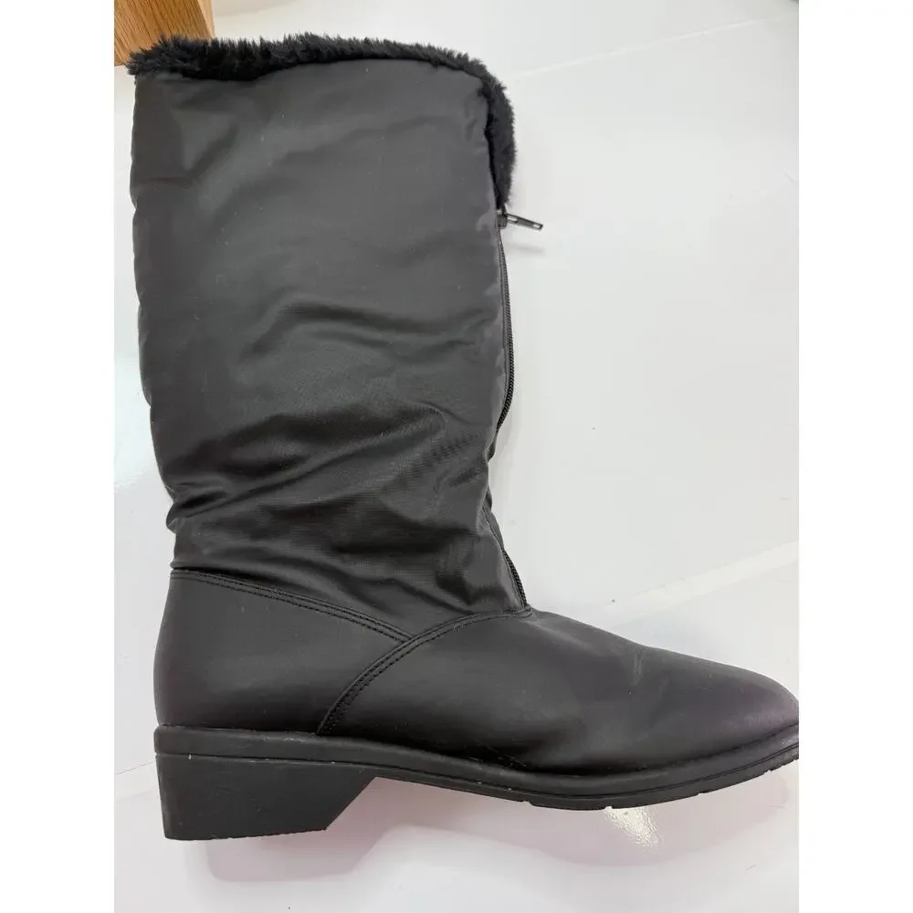 Trotters Black Winter Boots Faux Fur Lined Zip Warm Cozy Snow Cold Weather 8